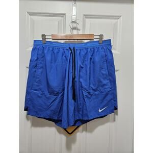 NIKE Men's XL STRIDE RUNNING SHORTS 7" Inseam ROYAL BLUE 2 In 1 Lined Dri-fit